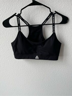 Reebok Black Logo Strap Racerback Sports Bra